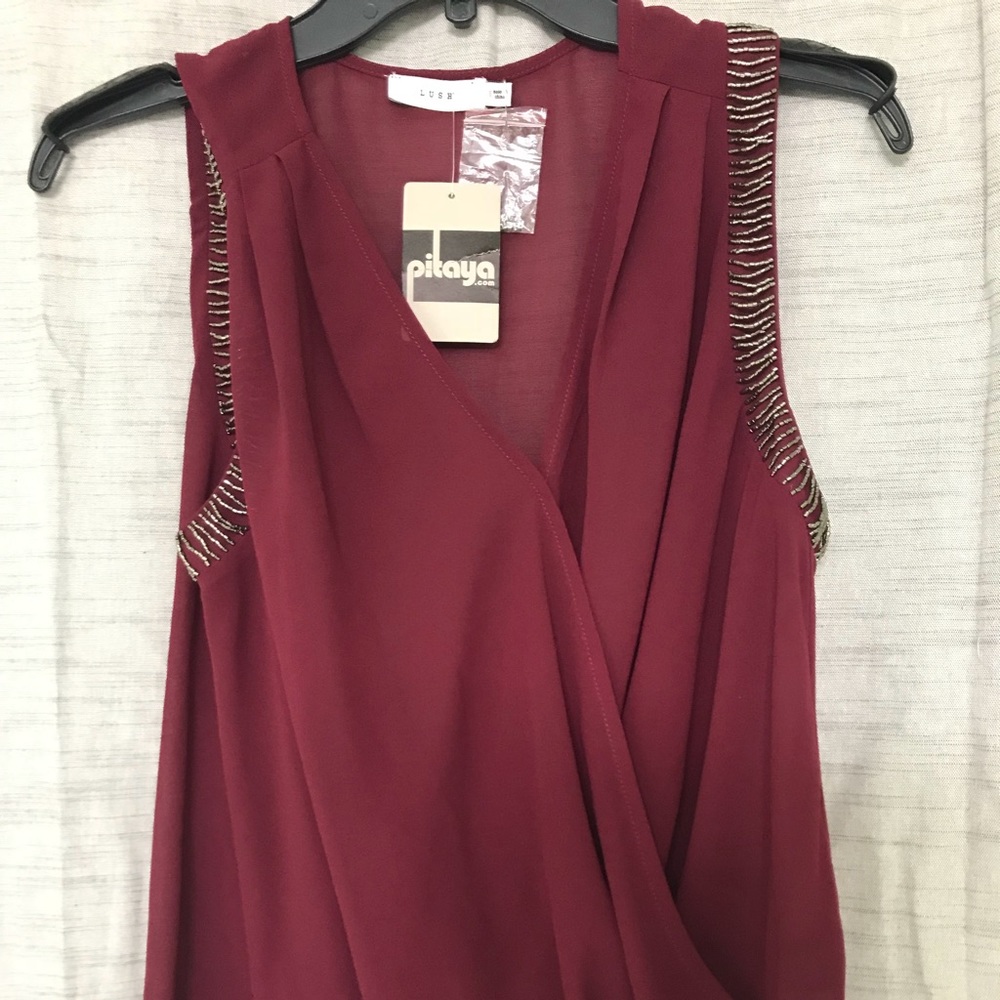 Pitaya beaded sleeve wrap top